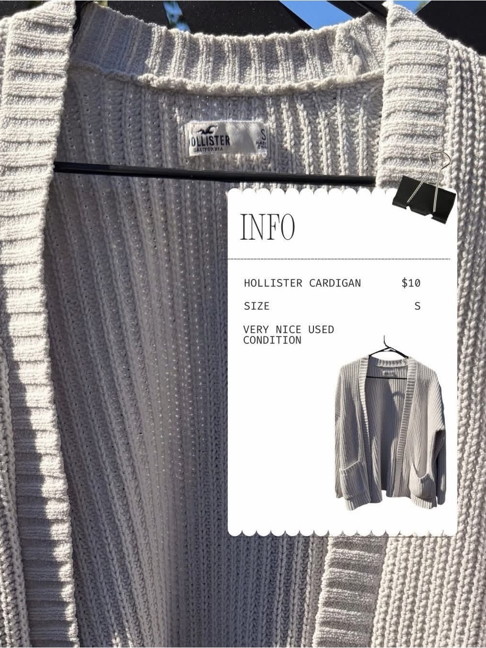 Hollister Light Cream Ribbed Open Cardigan